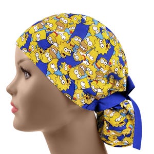 Gorro de quirófano para cabello largo, gorro de enfermera con cola de caballo, gorros de quirófano para cabello grande, gorros de quirófano para mujer, gorro de quirófano divertido, gorro quirúrgico de dibujos animados imagen 3