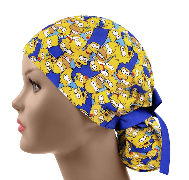Gorro de quirófano para cabello largo, gorro de enfermera con cola de caballo, gorros de quirófano para cabello grande, gorros de quirófano para mujer, gorro de quirófano divertido, gorro quirúrgico de dibujos animados imagen 3