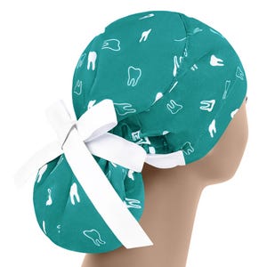 Scrub cap dentist, ponytail nurse cap, teeth surgical hats, scrub hat for woman, oral surgery caps, dental hygienist cap