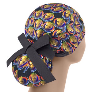 Scrub cap ponytail, surgical hat, nurse cap long hair, scrub hats for women, funny scrub caps, cartoon comics