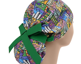 Touca de anestesiologia, touca para enfermeira anestesista, touca cirúrgica, touca para uniforme cirúrgico com abertura para rabo de cavalo, touca cirúrgica feminina, touca cirúrgica para cirurgião, touca para reanimador