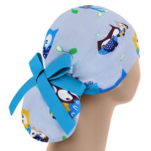 Scrub cap, scrub hat, womens scrub caps, scrub hats for women, owl ponytail