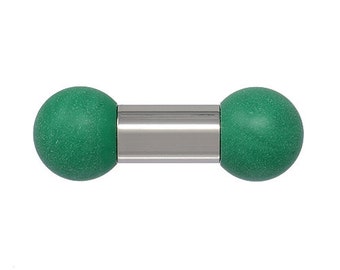 Barbell 10mm gauge x 6mm long with 12.7mm green balls, Internally threaded 316L stainless steel