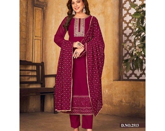 Women's Wear Designer Beautiful Shalwar Kameez Dupatta Dress Embroidery Work Pakistani Indian Ethnic Party Wear Straight Trouser Pant Suits