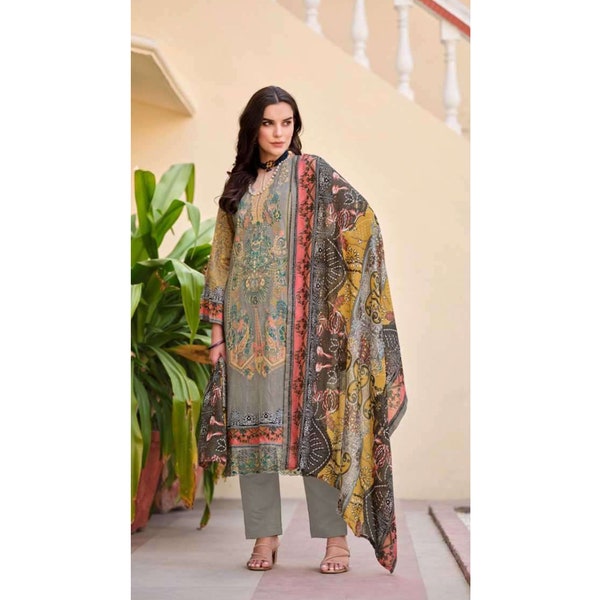 Heavy Embroidery Work Pakistani Indian Ethnic Party Wear Straight Trouser Pant-Plazzo Suit Women's Wear Designer Salwar Kameez Dupatta Dress