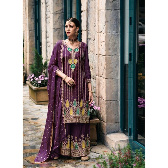 Buy online Women Purple Semi-stitched Palazzo Suits from Suits & Dress  material for Women by Fashion Basket for ₹1599 at 62% off | 2024  Limeroad.com