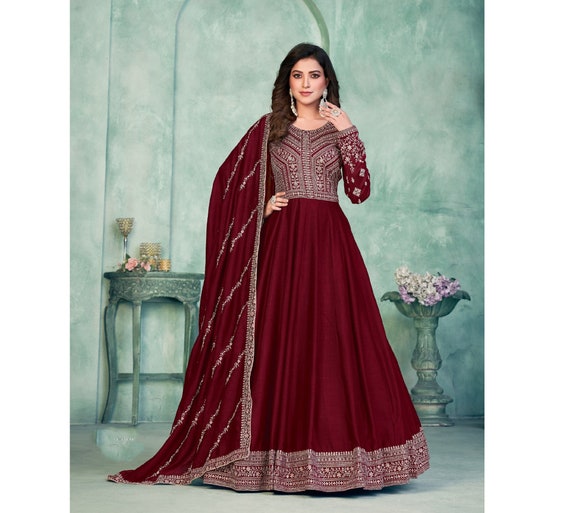 Buy Bollywood Wear Unique Designer Anarkali Gown Suit Pakistani Stylish  Indian Wedding Wear Embroidery Worked Floor Touch Anarkali Dupatta Dress  Online in India - Etsy