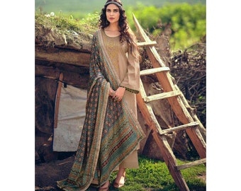 Regular Wear Beautiful Handmade Unique Salwar Kameez Plazzo Dupatta Dress Printed Worked Pakistani Indian Outfit Jam Satin Trouser Pant Suit