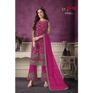Net Kurta With Cigarette Pants 