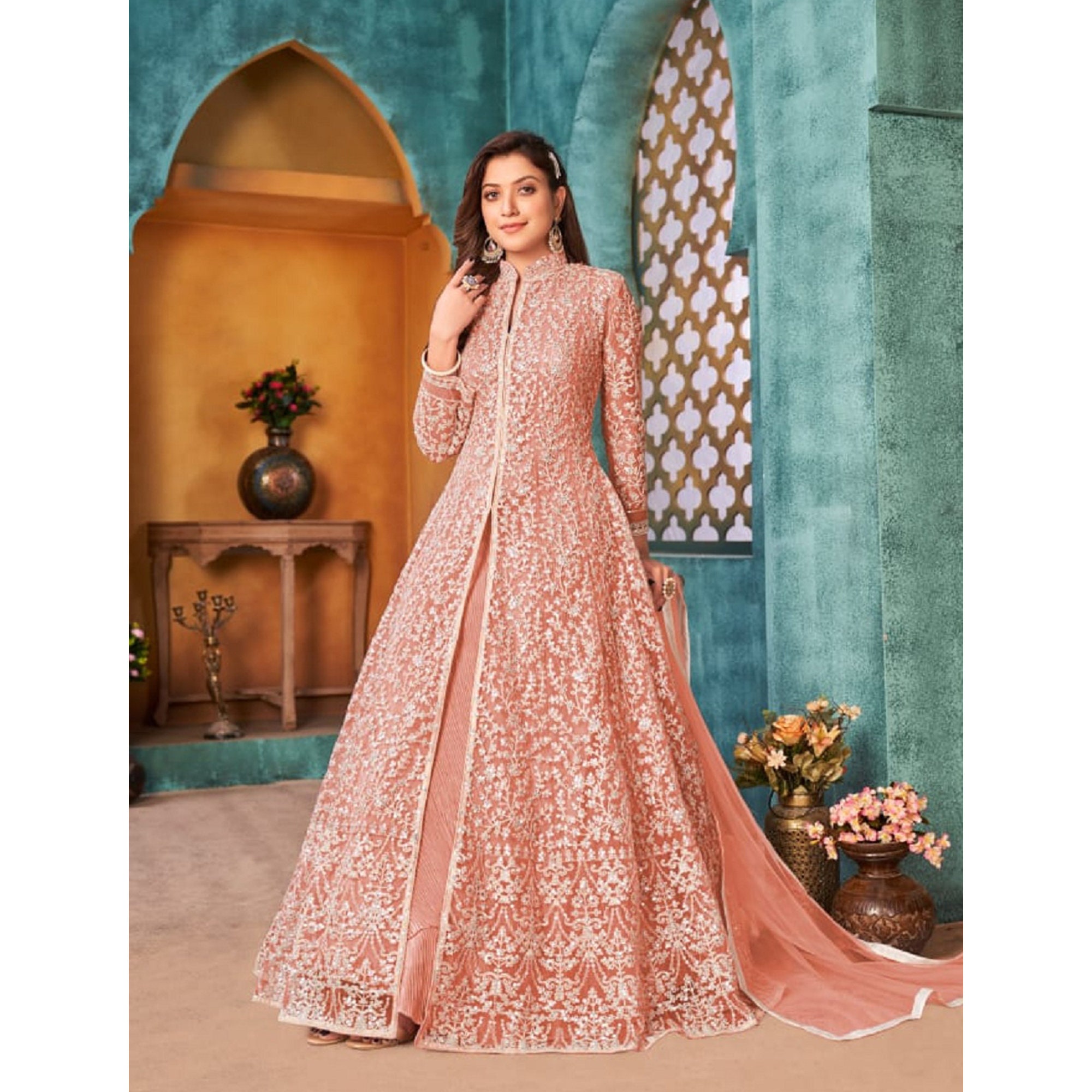 floor touch gown design