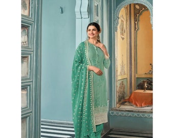 Special Occasion Wear Beautiful Salwar Kameez Plazzo Dupatta Dress Pakistani Party Wear Thread Embroidery Worked Designer Trouser Pant Suits