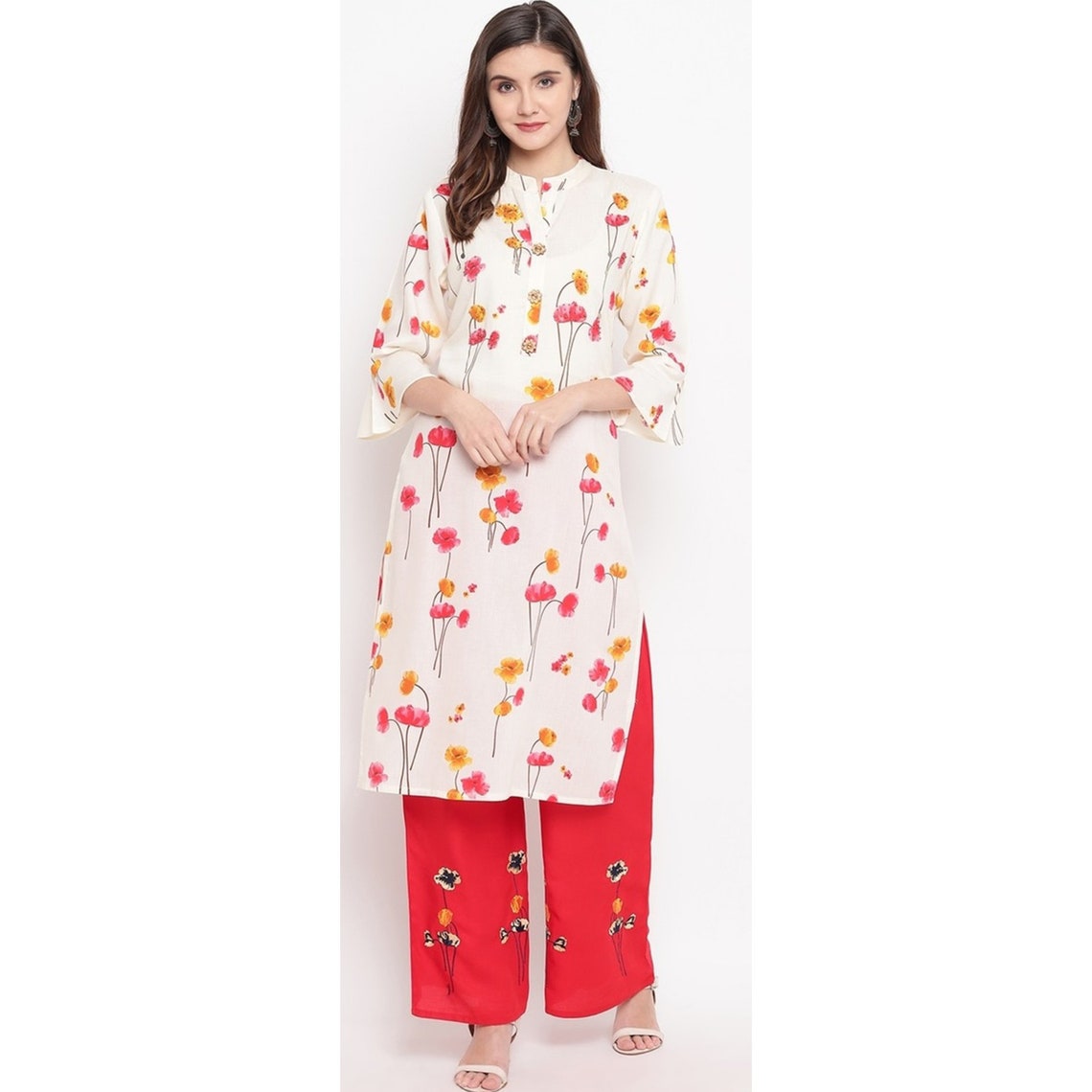 kurti plazo set yellow colour