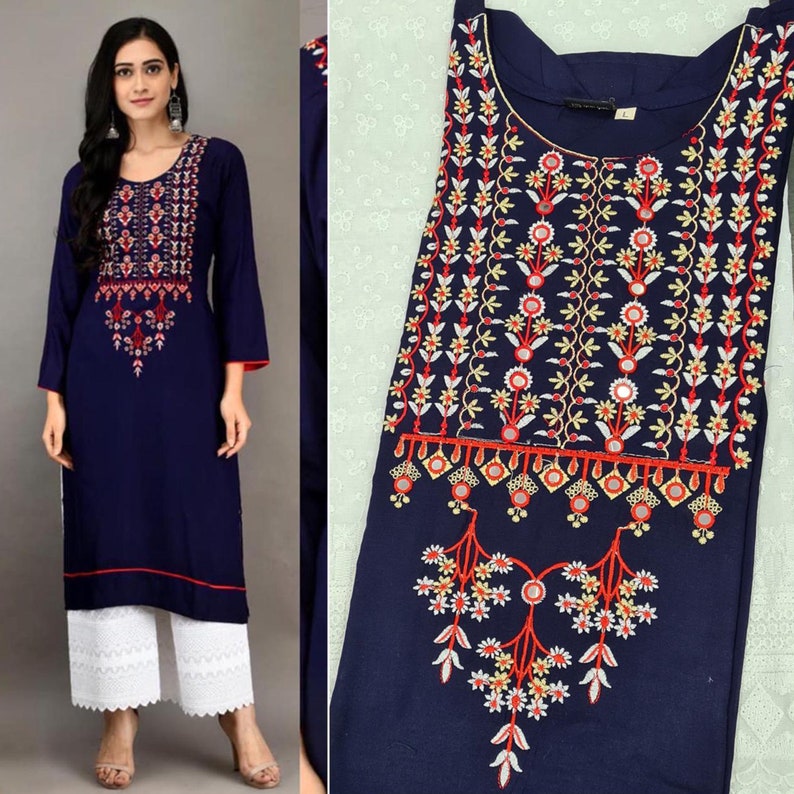 Chikankari Plazzo Suits Embroidery Worked Pakistani Regular Wear Shalwar Kameez Suits Ready Made Simple Printed Cotton Shalwar Plazzo Dress