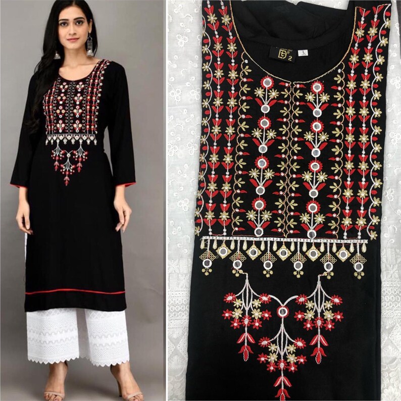 Chikankari Plazzo Suits Embroidery Worked Pakistani Regular Wear Shalwar Kameez Suits Ready Made Simple Printed Cotton Shalwar Plazzo Dress