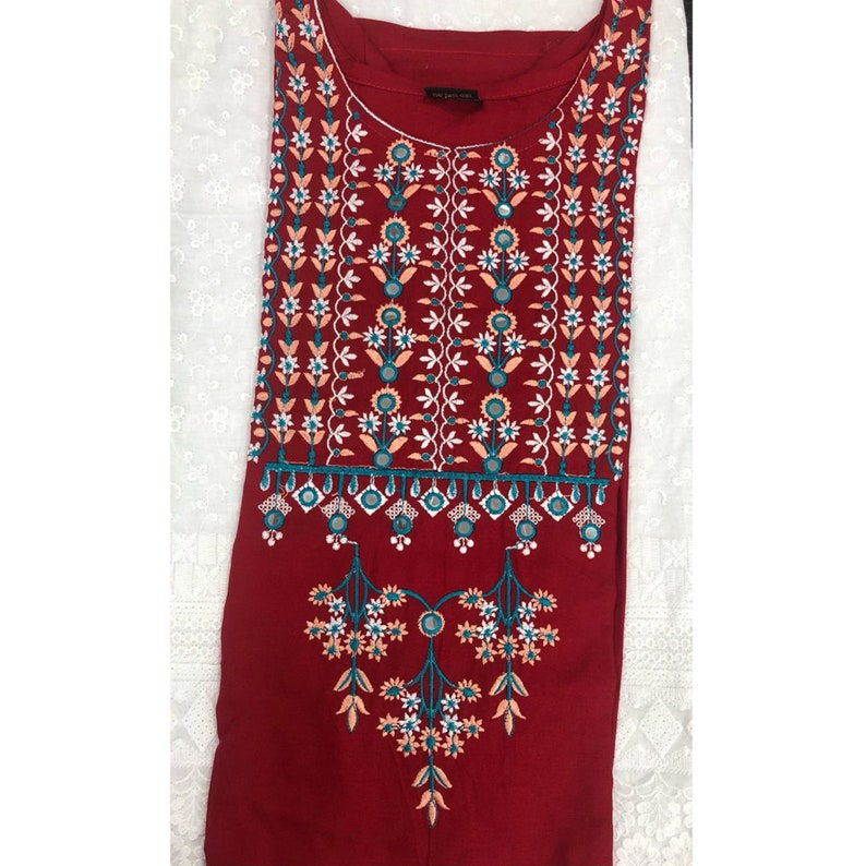 Chikankari Plazzo Suits Embroidery Worked Pakistani Regular Wear Shalwar Kameez Suits Ready Made Simple Printed Cotton Shalwar Plazzo Dress
