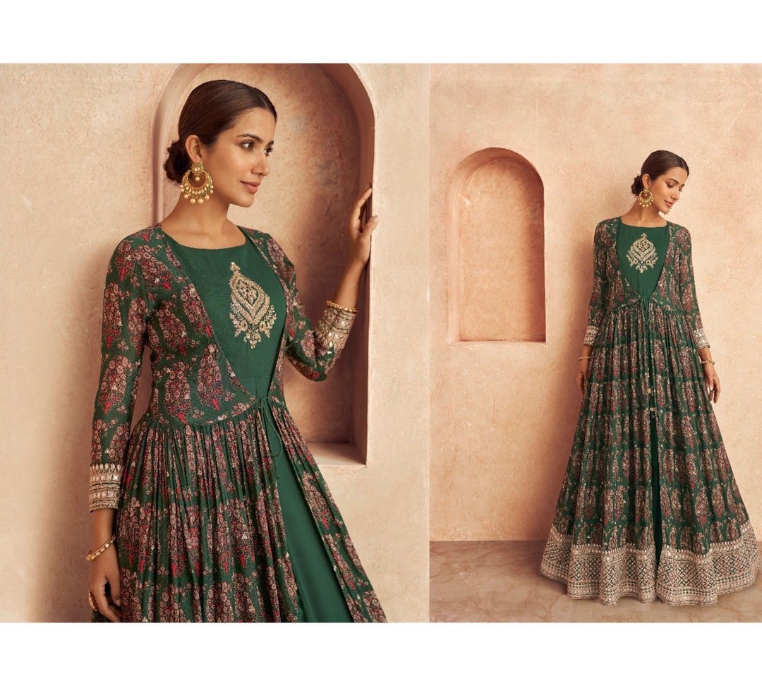 Women's Wear Designer Anarkali Shrug Style Dupatta Dresses Indian