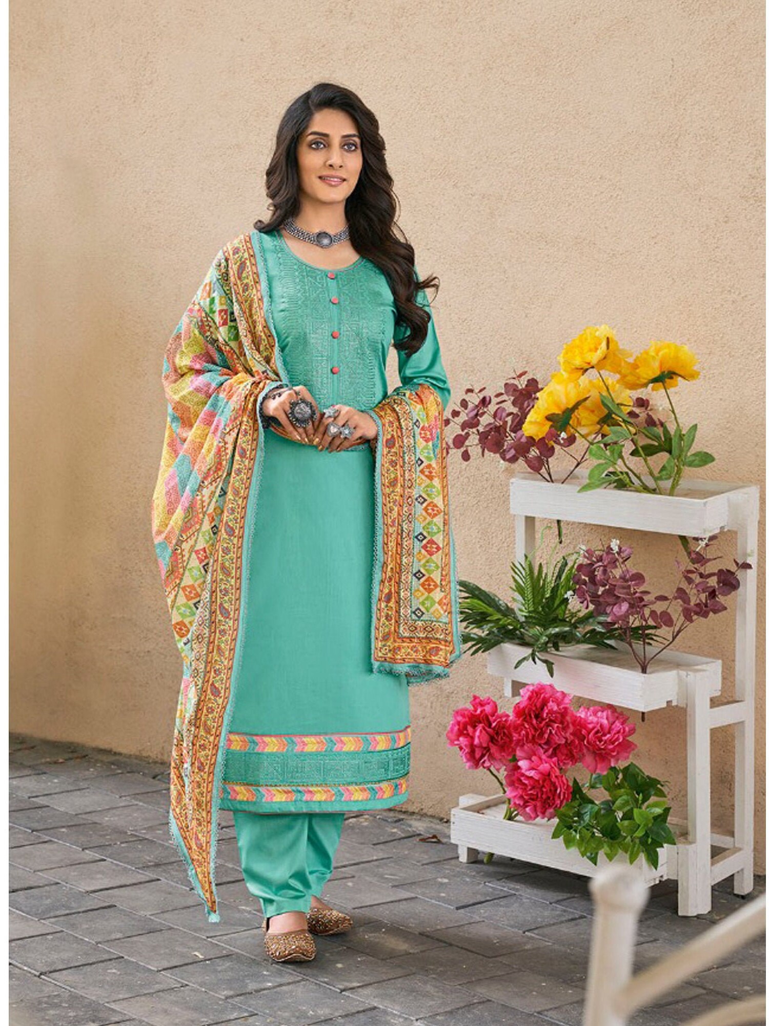 Regular Wear Rainbow Colorful Plus Size Salwar Kameez Suits Etsy