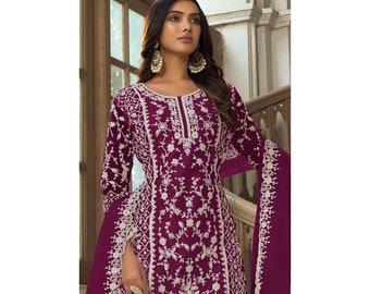 Heavy Embroidery & Cording Worked Latest Designer Shalwar Kameez Dupatta Dresses for Women's Wedding Reception Wear Salwar Kameez Plazo Suit