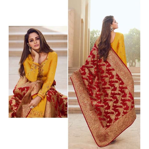 South Asian Wear Churidar Shalwar Kameez Suits Heavy Embroidery Worked Special Occasion Wear Gorgeous Hand Made Salwar Kameez Dupatta Dress