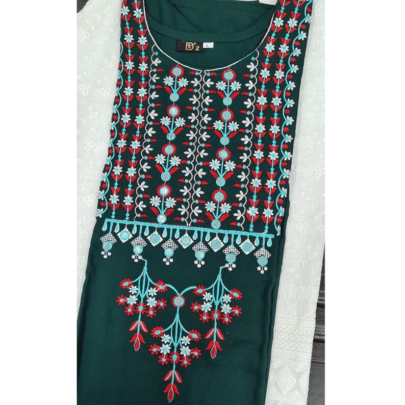 Chikankari Plazzo Suits Embroidery Worked Pakistani Regular Wear Shalwar Kameez Suits Ready Made Simple Printed Cotton Shalwar Plazzo Dress