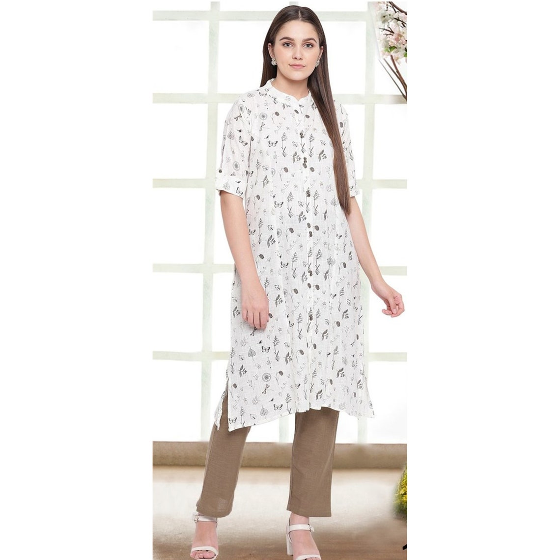 kurti plazo set yellow colour
