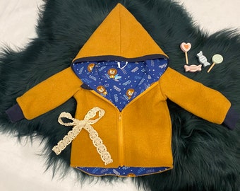 Immediately available as shown! Walk jacket walk mustard yellow lion cuffs dark blue with zipper fully lined