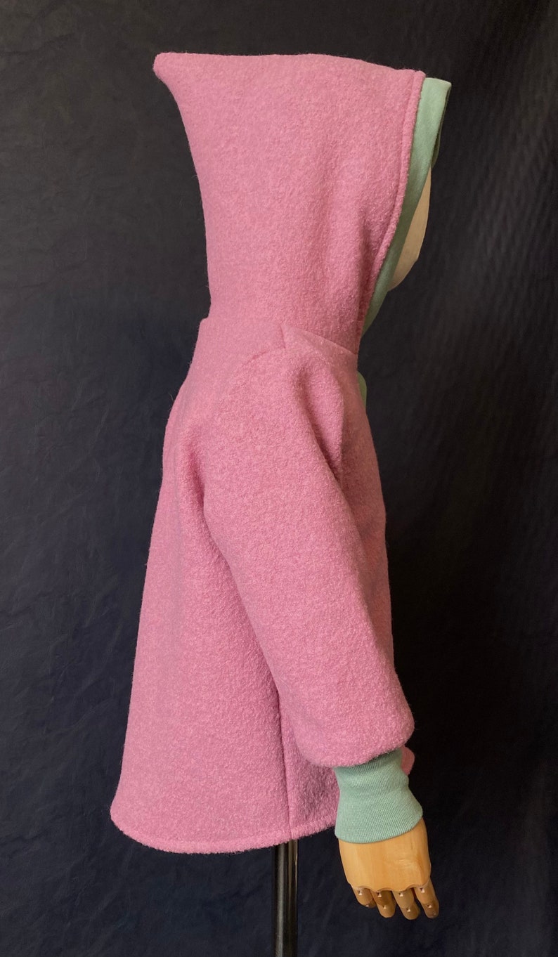 Immediately available as shown Walk jacket pink and cuffs in mint with zipper and hood size 86-92-98-104 image 4