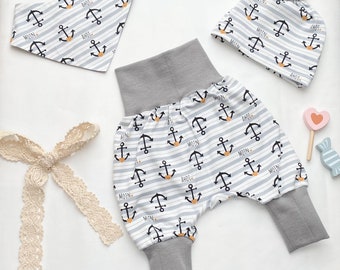 Baby-Set 3tlg Pumphose + Mütze + Halstuch für Babys aus Jersey individuelle gestaltet