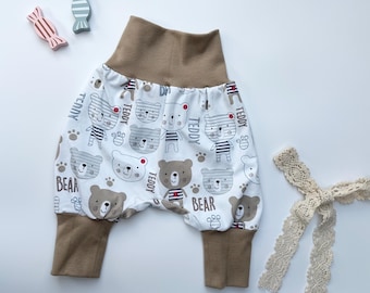 Baby harem pants made of jersey, sizes 38-104, individually designed to fit