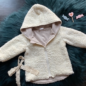 Children's jacket, baby jacket, teddy, teddy plush with cuffs and zip lining, individually designed image 1