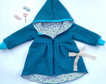 Walk coat Walk petrol zipper and hood cuffs turquoise customizable (also available in all other Walk colors)