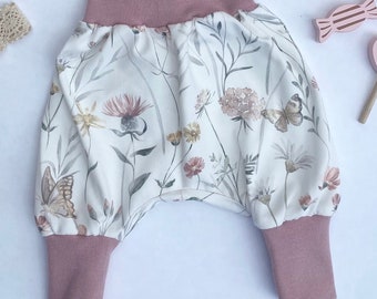 Pantalones de bomba para bebés hechos de jersey de la talla 38-104, diseñados individualmente