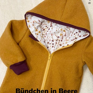 Walk jacket Walk mustard yellow cuffs in berry or grey rainbow with zipper and hood cuffs and lining customizable