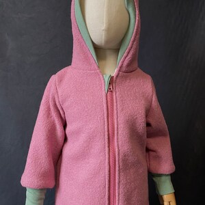 Immediately available as shown Walk jacket pink and cuffs in mint with zipper and hood size 86-92-98-104 image 5