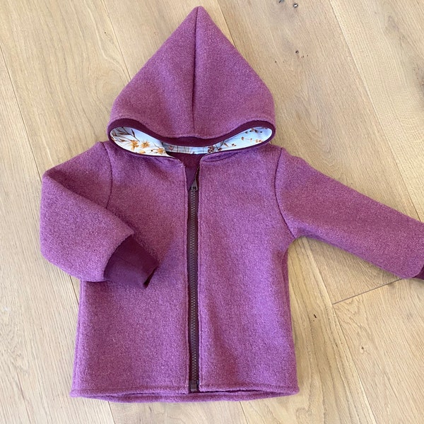 Walk jacket Walk old pink cuffs in berry flowers with zipper and hood Customize cuffs and lining