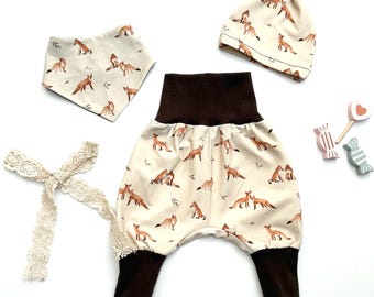 Baby set bloomers + hat + scarf for babies made of jersey individually designed beanie or knotted hat