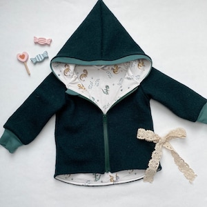 Walk jacket Walk fir green cuffs in mint dragon with zipper and hood cuffs and lining customizable