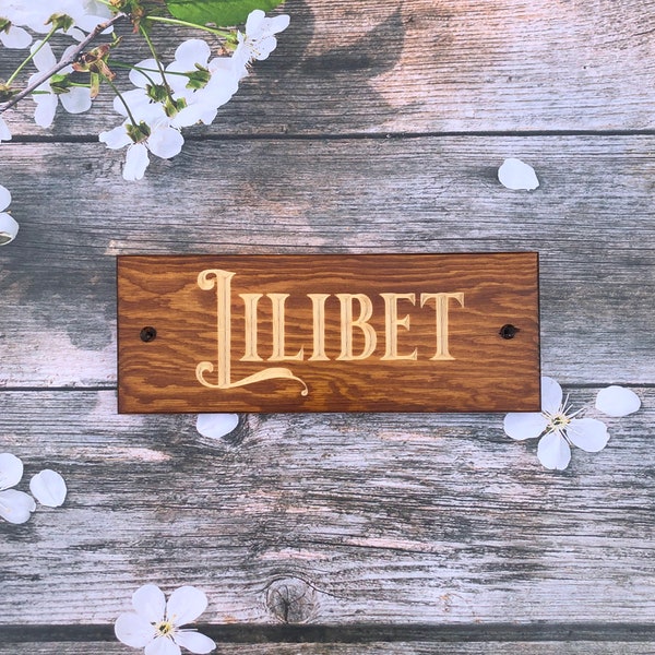 Personalised Horse Stable/Stall Name Sign - Walnut