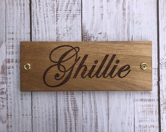 Personalised Laser Engraved Horse/Pony  Stable/Stall Name Sign, Name Plaque - Solid OAK