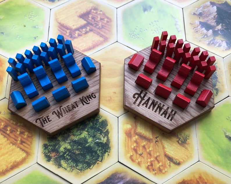 Personalised Catan Player Piece Holder  Oak image 1