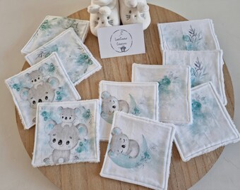 lot de 10 lingette lavable, lingette bébé,  lingettes Koala