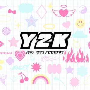 Y2K Shapes Set, 2000S Clipart Bundle, SVG PNG EPS