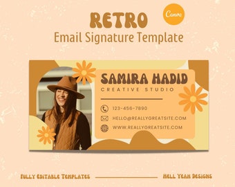Retro Email Signature Template Design, Edtable in Canva