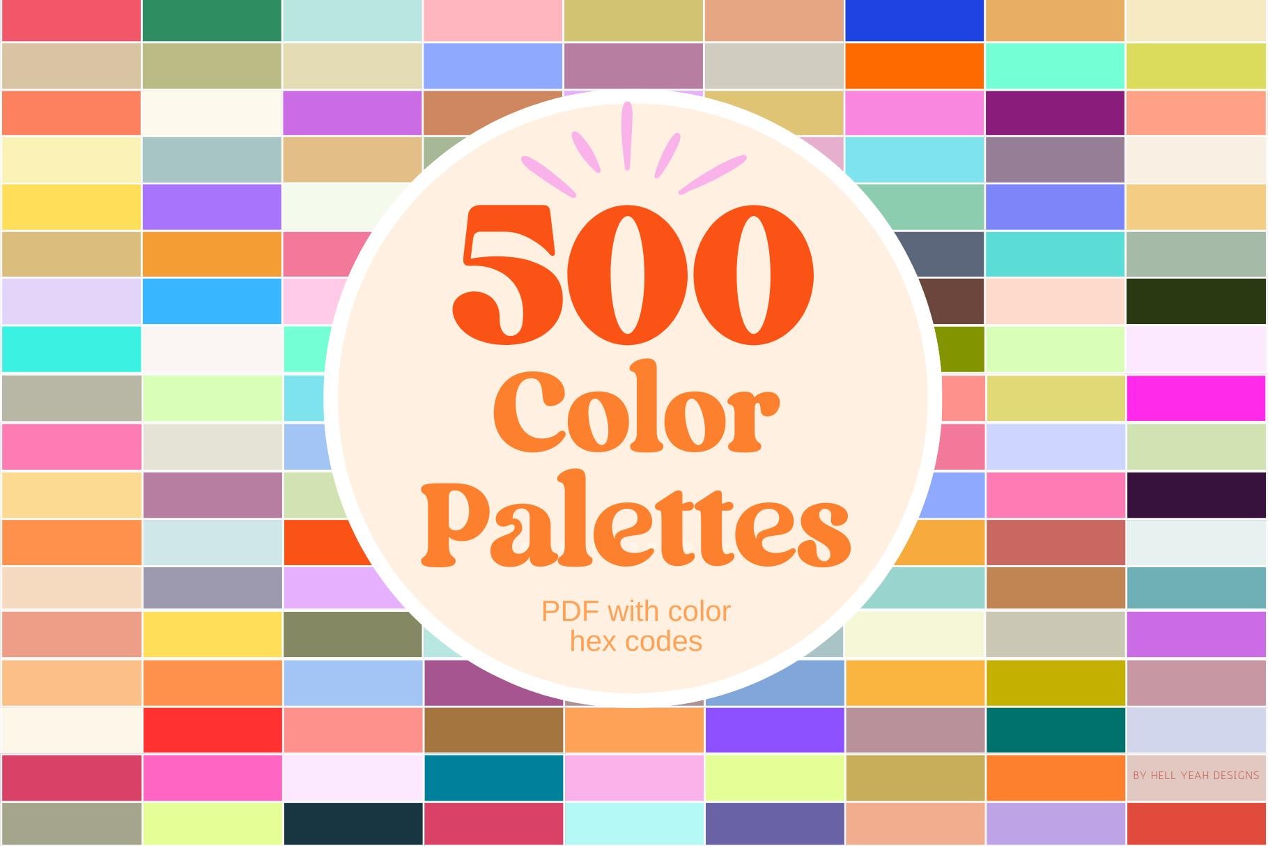 500 Themed Color Palettes Bundle with HEX Codes for Branding and Design