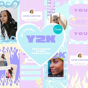 Y2K Instagram Story Templates: Trendy Pastel Canva Designs (Digital Download)
