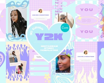 Y2K Instagram Story Templates: Trendy Pastel Canva Designs (Digital Download)