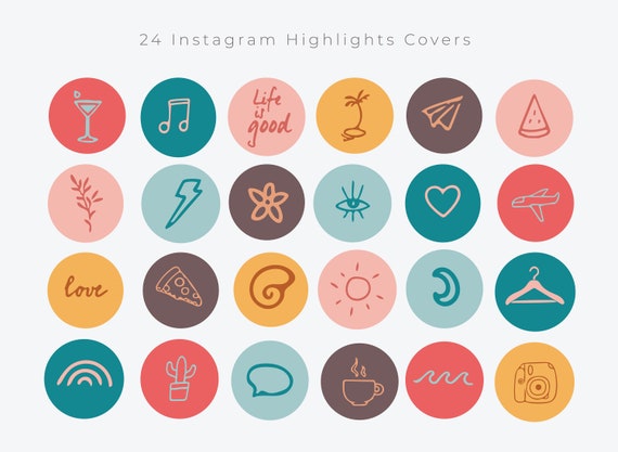 Colorful Instagram Story Highlight Covers Instagram Icons | Etsy