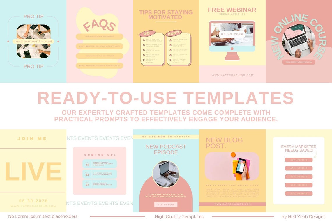 60 Coaching Instagram POST Templates Fully Editable in Canva, - Etsy