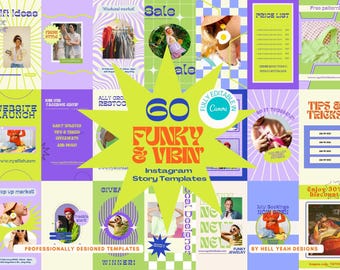 Funky & Vibin&#39; Instagram Story Templates, Fully Editable in Canva