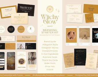 Witchy Glow Branding Starter Kit | Fully Editable Canva Templates Pack